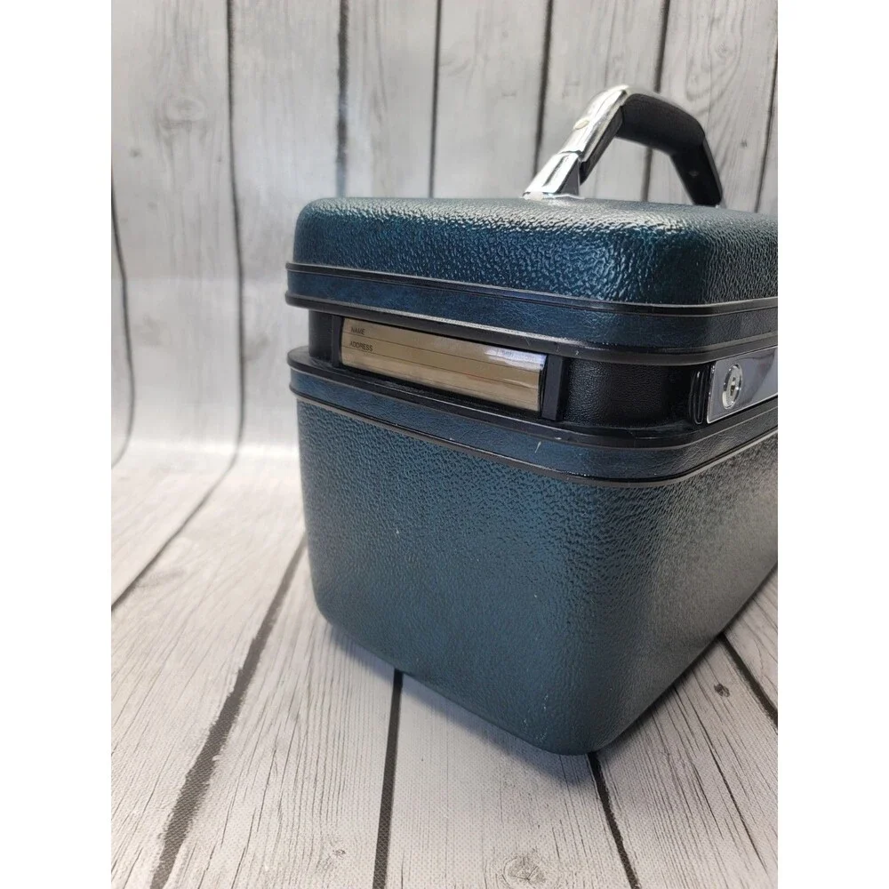 VTG 80s Samsonite Series 2800 Train Travel Cosmetic Case Blue w Key Storage Tray